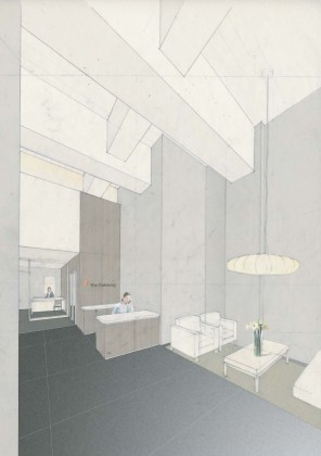 Commercial lobby interior perspective: mixed media<br /> <br /><small></small>