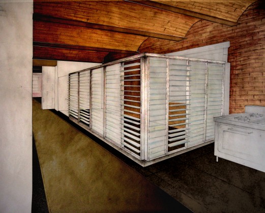 Loft renovation interior perspective: mixed media on paper<br /> <br /><small></small>