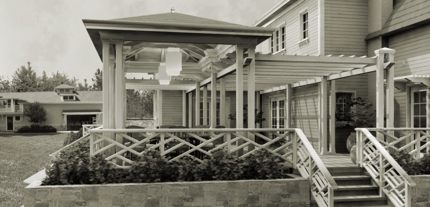 Pergola and dining pavilion in Atherton: digital rendering<br /> <br /><small></small>