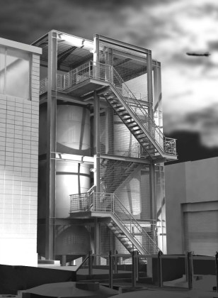 Commercial fermentation tanks and supporting structure: digital rendering<br /> <br /><small></small>
