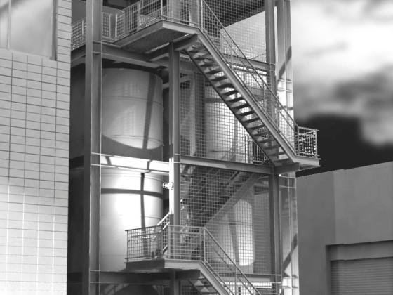 Commercial fermentation tanks and supporting structure: digital rendering<br /> <br /><small></small>